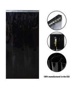 Strip Curtain Door Kit - 156" x 120" (13 ft x 10 ft) - Set of Black (Opaque) 8" strips with Mounting Hardware