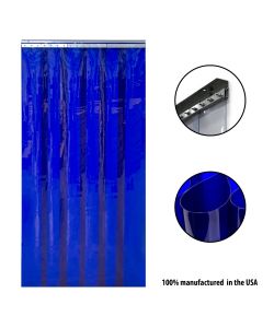 Strip Curtain Door Kit - 156” x 96” (13 ft x 8 ft) - Set of Blue Welding 8” strips with Mounting Hardware
