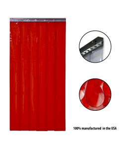 Strip Curtain Door Kit - 120" x 120" (10 ft x 10 ft) - Set of Red Welding 8" strips with Mounting Hardware