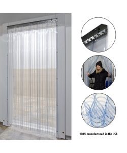 Strip Curtain Door Kit - 48" x 144" - Set of Clear Scratch Guard 8" strips with Mounting Hardware