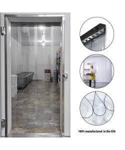 Strip Curtain Door Kit - 72" x 132" (6 ft x 11 ft) - Set of Clear Smooth 8" strips with Mounting Hardware